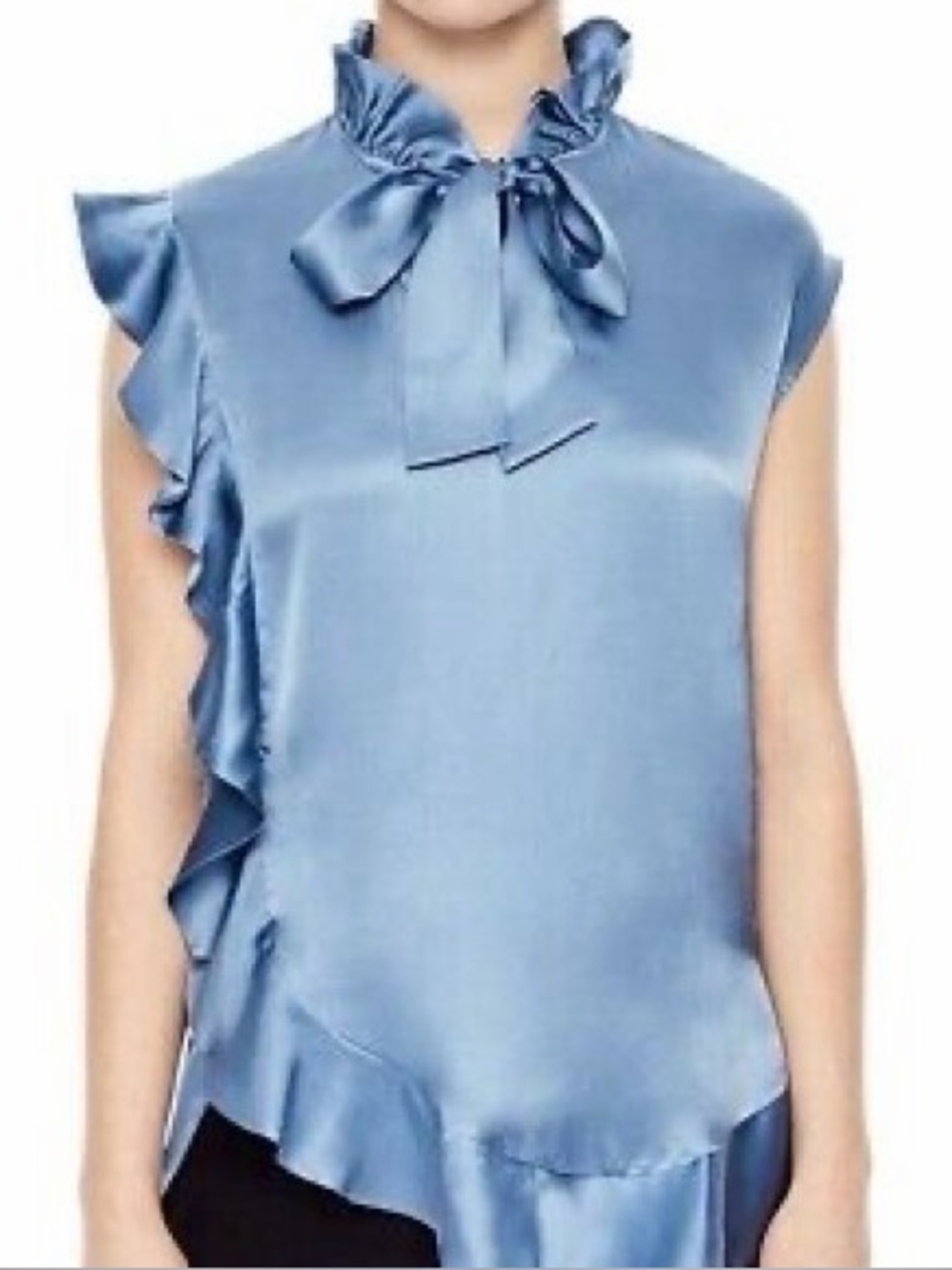 SANDRO Selfie Ruffle Tie-Neck Blouse (121)